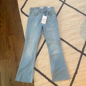 Zara Mid Rise Cropped Flare Jeans